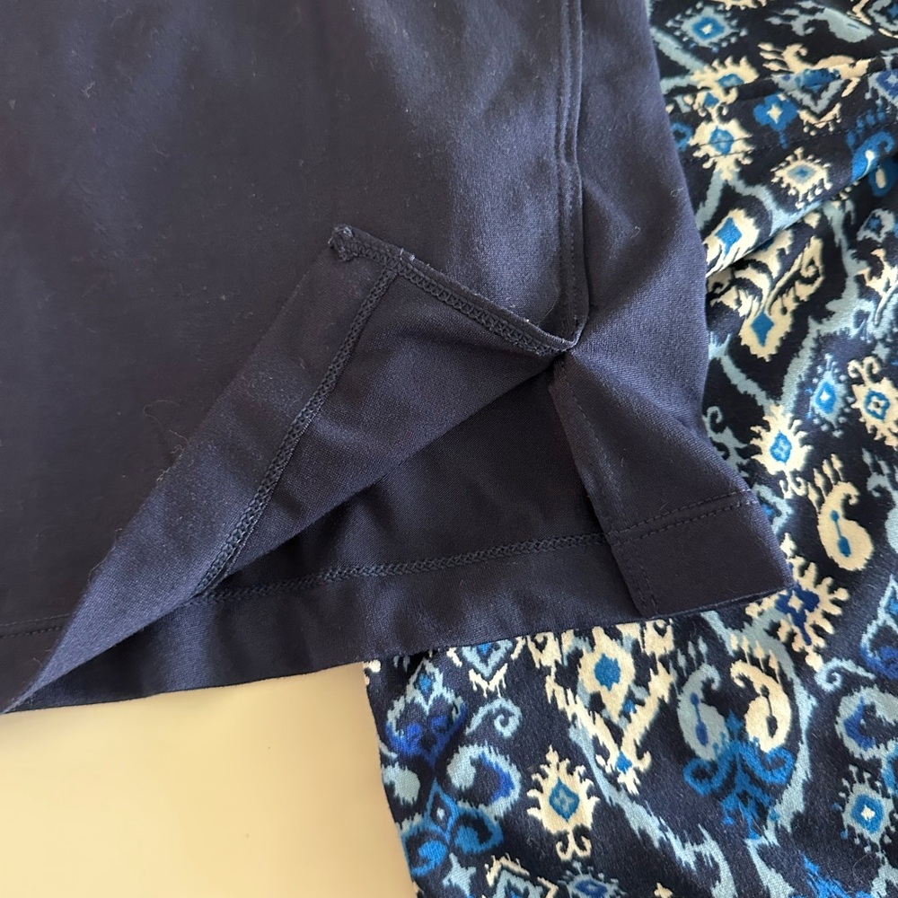 Cuddl Duds Navy Top with Blue Patterned Pajama Pants extra small with pockets - Picture 8 of 9